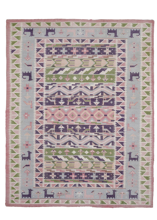 Vintage Indian Stonewashed Dari Kilim 9'10" x 7'7"