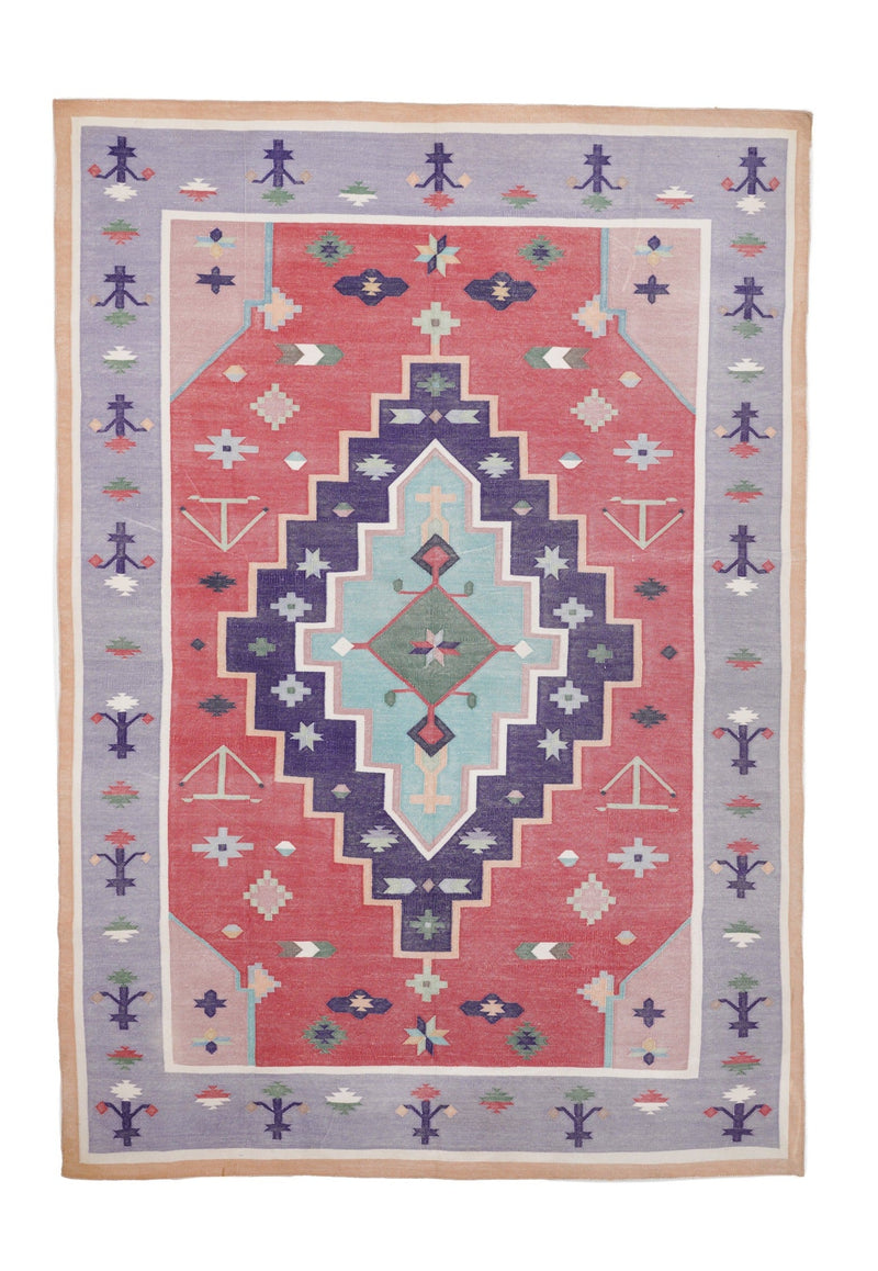 Vintage Indian Stonewashed Dari Kilim 8'9" x 6'