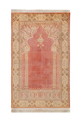 Vintage Kashmir Silk Prayer Rug 4'9" x 3'