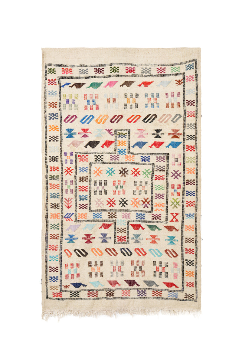 Vintage Moroccan Soumak Kilim 4'6" x 2'9"