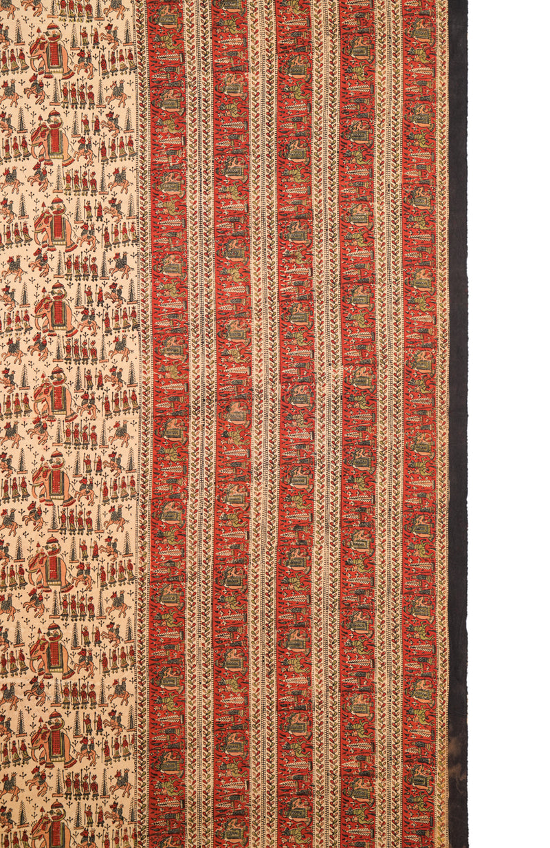 Vintage Mughal Block Print Textile 9'3" x 9'9"