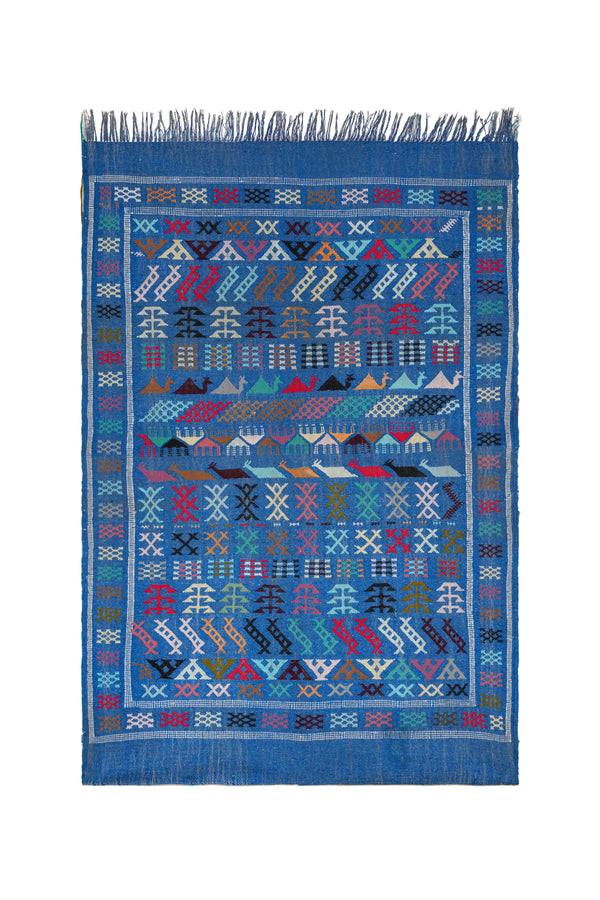 VINTAGE MOROCCAN INDIGO KILIM 4'6 X 3'