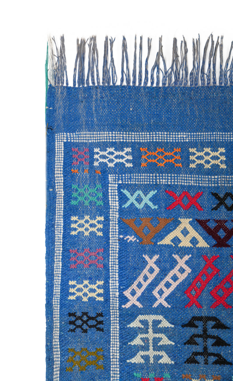 VINTAGE MOROCCAN INDIGO KILIM 4'6 X 3'