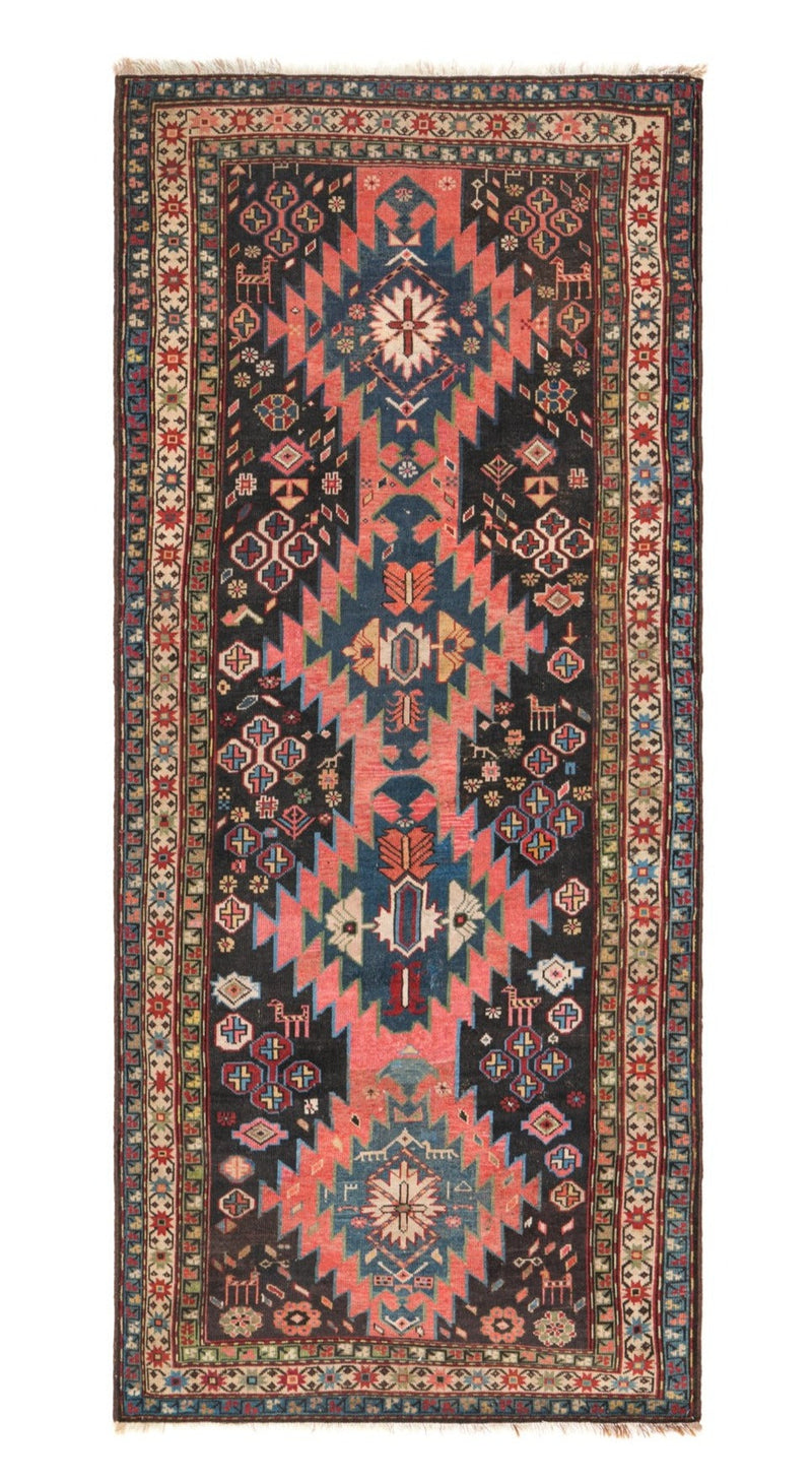 Antique Caucasian Karabagh Hallway Rug 9'4" x 4'