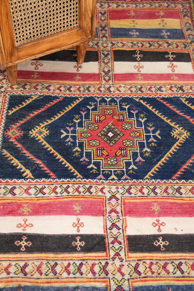 Vintage Moroccan High Mountain Tribal Rug 6'9" x 3'10"