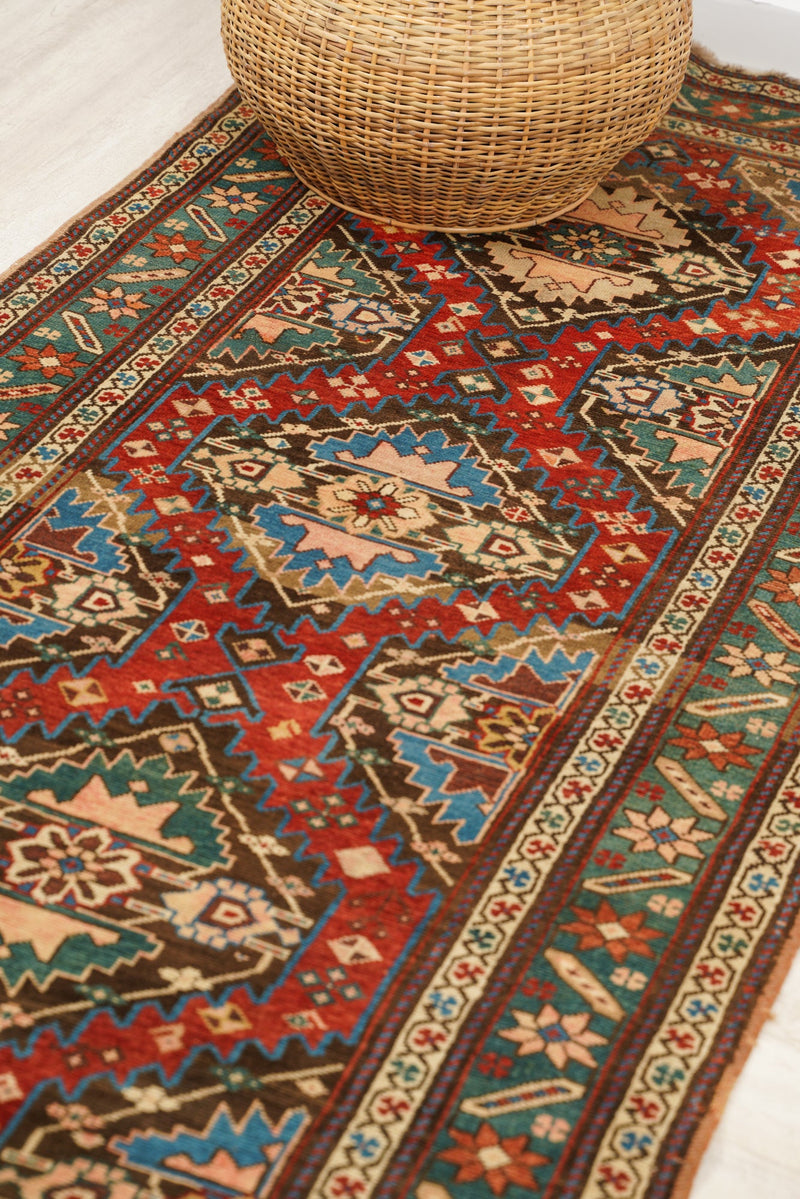 Antique Caucasian Karabagh Hallway Rug 11'1" x 3'5"