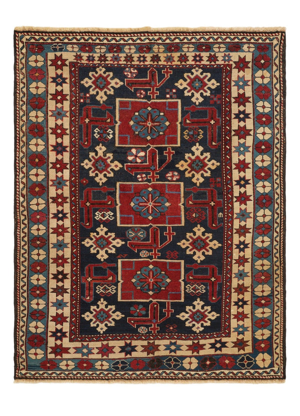 Antique Caucasian Karakashly Rug 4'4" x 3'5"