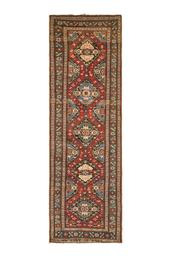 Antique Caucasian Karabagh Hallway Rug 11'1" x 3'5"