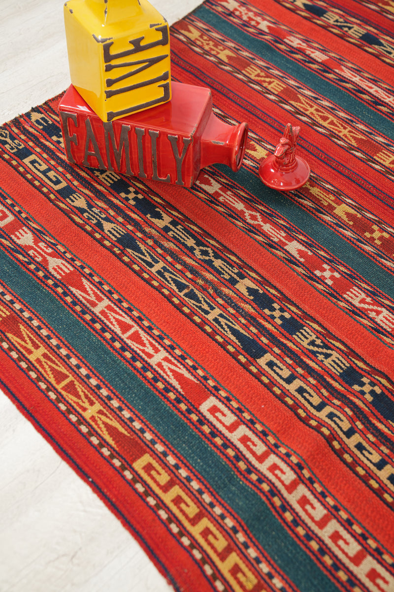 Antique Uzbek Jajim Kilim 4'9" x 4'5"