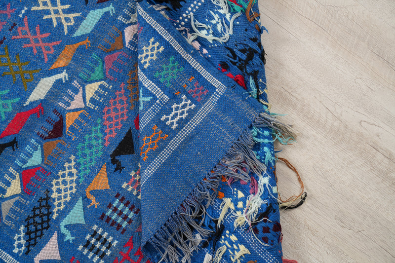 VINTAGE MOROCCAN INDIGO KILIM 4'6 X 3'